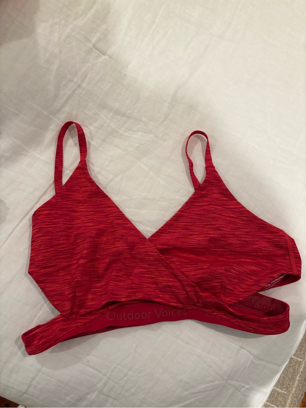 Outdoor Voices Red Heathered Cross-Front Sports Bralette